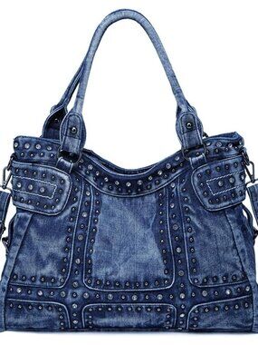 Designer Denim Handbags for Women Hobo Tote Bag Crossbody Denim Purses Blue Jean